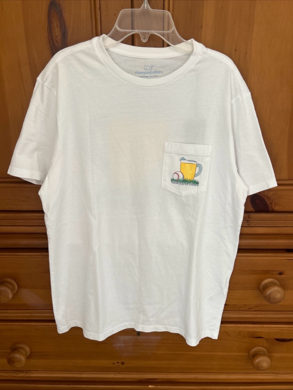 Vineyard Vines Men's Relief Pitcher Baseball Pocket S/S T-Shirt White Small NWT